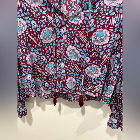 🌟Rebecca Mincoff Penelope floral smocked tassels ties top women's size Medium🌟 - Picture 4 of 10